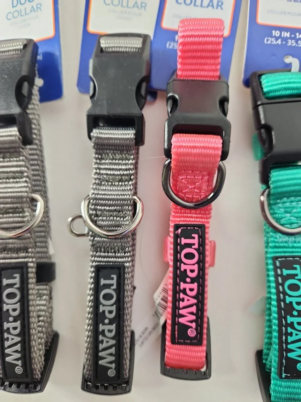 Set of 5 Dog Collars size Small gray pink green Top-Paw new bundle lot